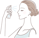 ミストを顔に吹きかける女性のイラスト