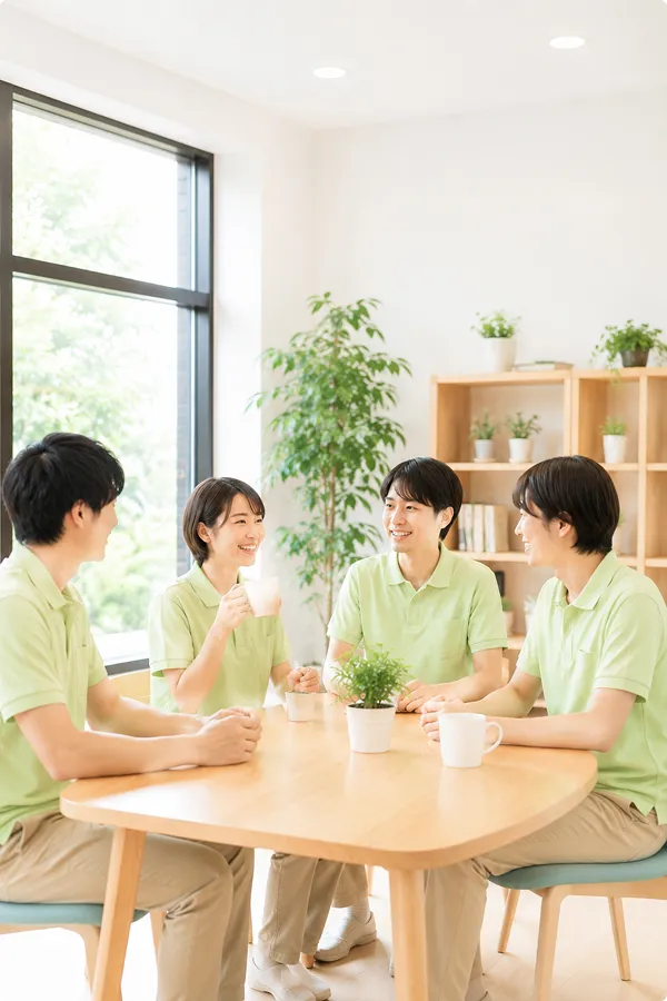 質問しているスタッフ