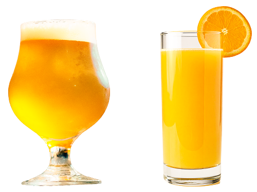 ALCOHOLまたはJUICEのグラス