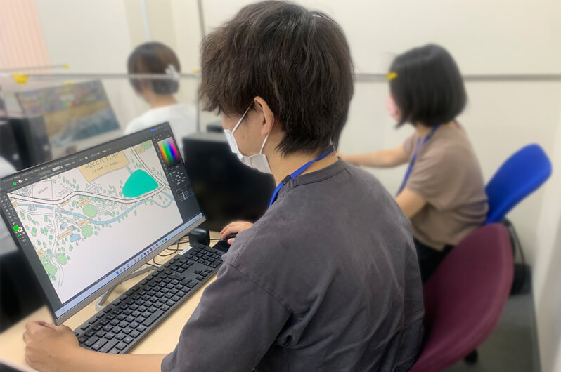 素材ツール使用中の写真